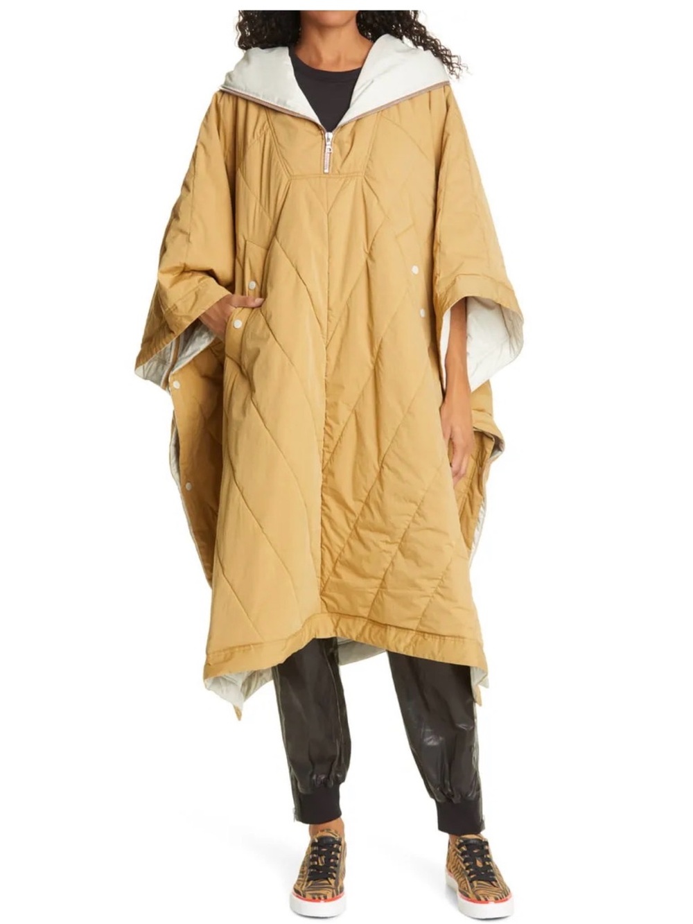 SOLD OUT Rag & Bone Quilted Hooded Poncho in Camel/Tan with Cream Lining